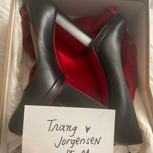 Christian Louboutin Kabetts Leather Block-Heel Red